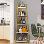 5 Tier Tall Corner Shelf, Bathroom Tower Shelves, 70 Inches Corner Bookshelf and Bookcase - N/A