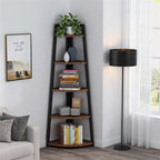 5 tier Bathroom Corner Shelf Storage Tower Cabinet Rustic Brown