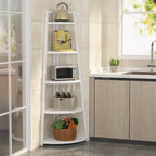 5 tier Bathroom Corner Shelf Storage Tower Cabinet Rustic Brown