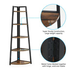 5 tier Bathroom Corner Shelf Storage Tower Cabinet Rustic Brown