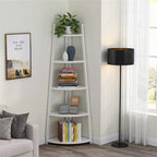 5 tier Bathroom Corner Shelf Storage Tower Cabinet Rustic Brown