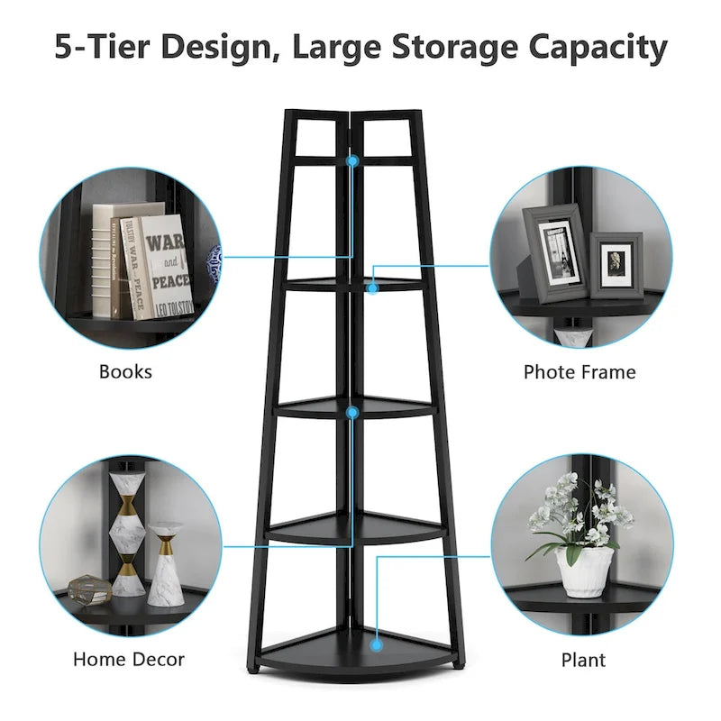 5 tier Bathroom Storage Shelf Tower Cabinet Corner Shelves