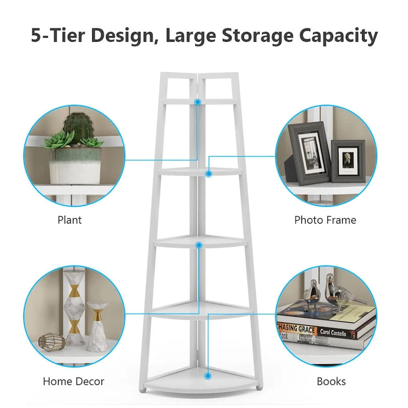 5 tier Bathroom Storage Shelf Tower Cabinet Corner Shelves