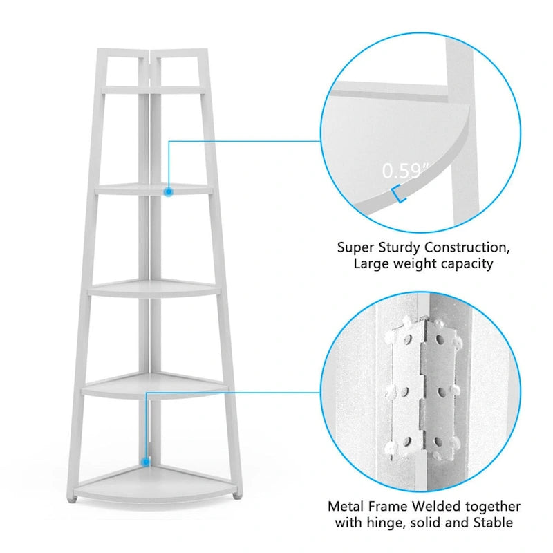 5 tier Bathroom Storage Shelf Tower Cabinet Corner Shelves