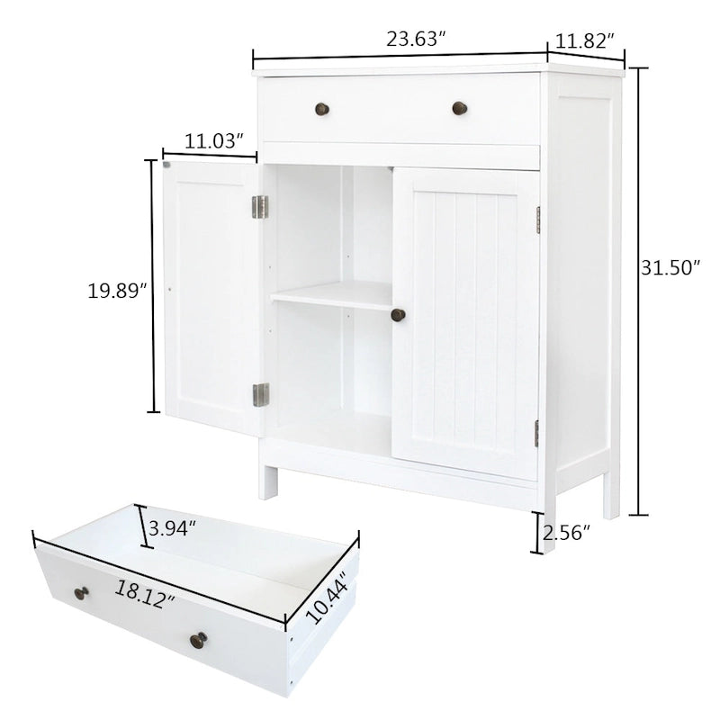 FCH Bathroom Freestanding Double Door Storage Cabinet