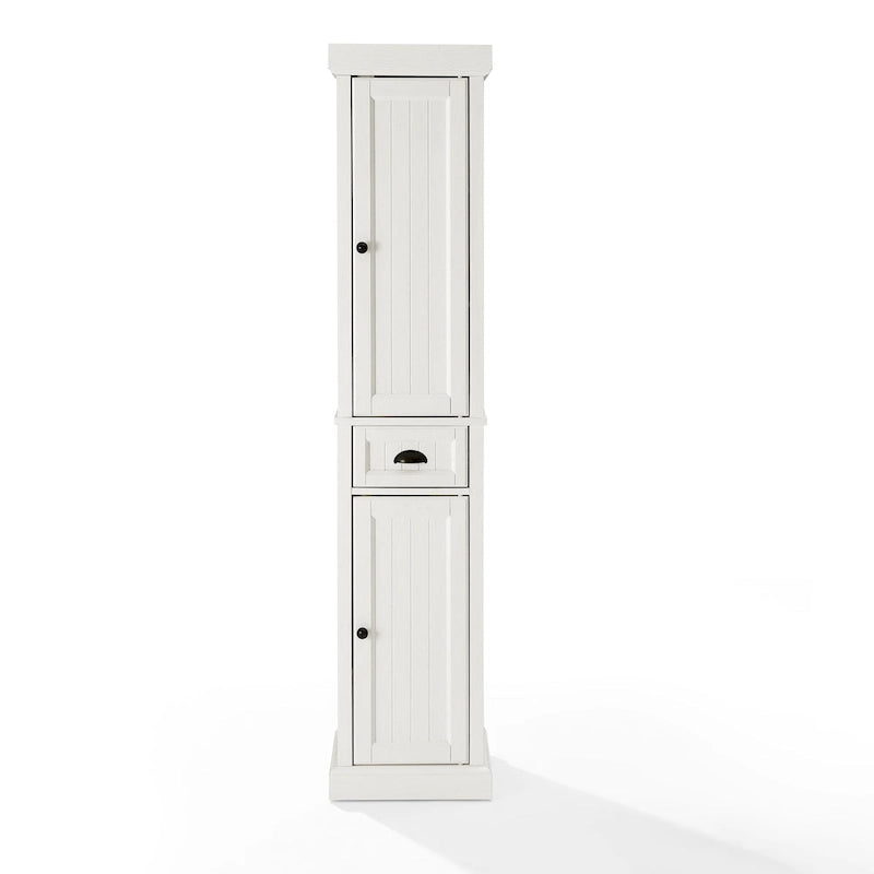 Crosley Seaside Tall Linen Cabinet Distressed White