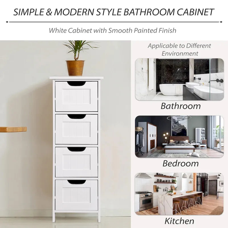 4-Drawer Slim Bathroom Storage Cabinet