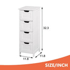 4-Drawer Slim Bathroom Storage Cabinet