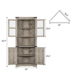 Farmhouse Corner Cabinet, Tall Corner Storage Cabinet with Barn Door & Adjustable Shelves