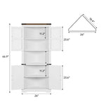 Farmhouse Corner Cabinet, Tall Corner Storage Cabinet with Barn Door & Adjustable Shelves