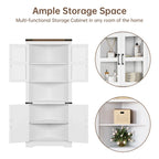 Farmhouse Corner Cabinet, Tall Corner Storage Cabinet with Barn Door & Adjustable Shelves