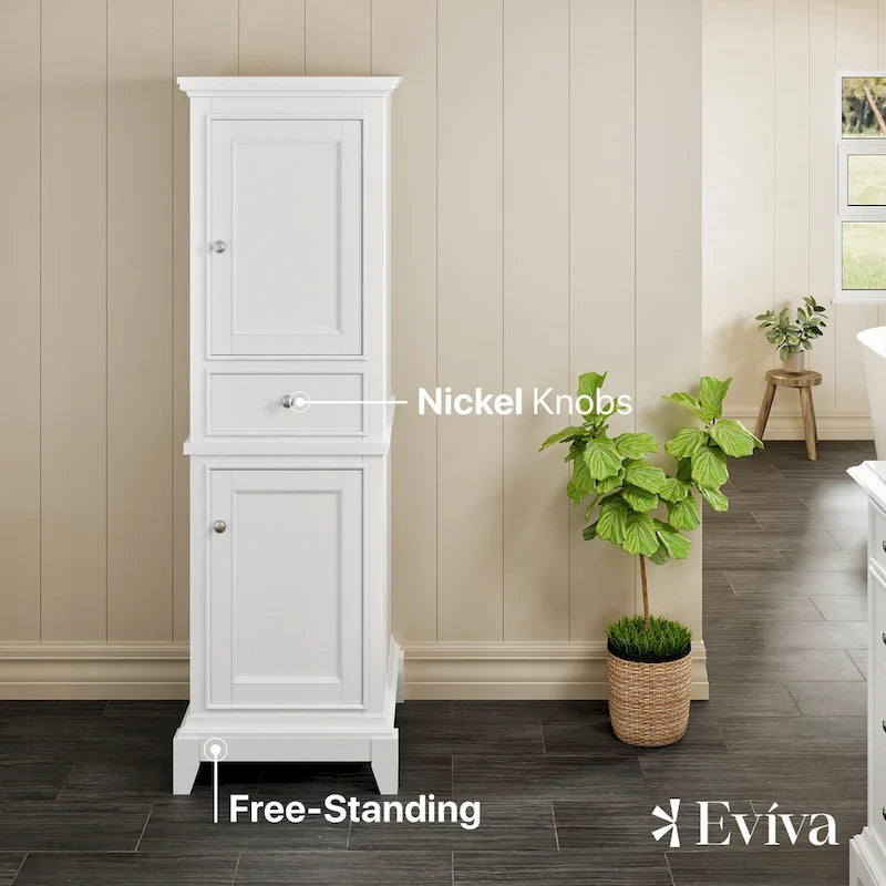 Eviva Elite Stamford 24  White Freestanding Linen Cabinet