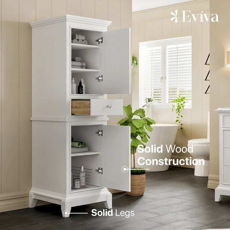 Eviva Elite Stamford 24  White Freestanding Linen Cabinet