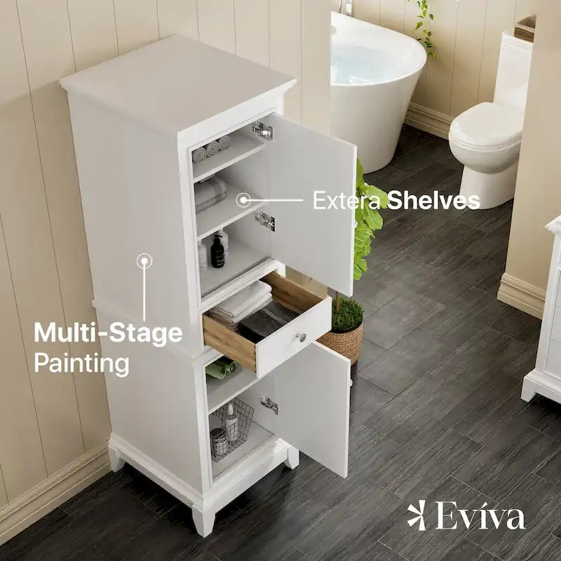 Eviva Elite Stamford 24  White Freestanding Linen Cabinet