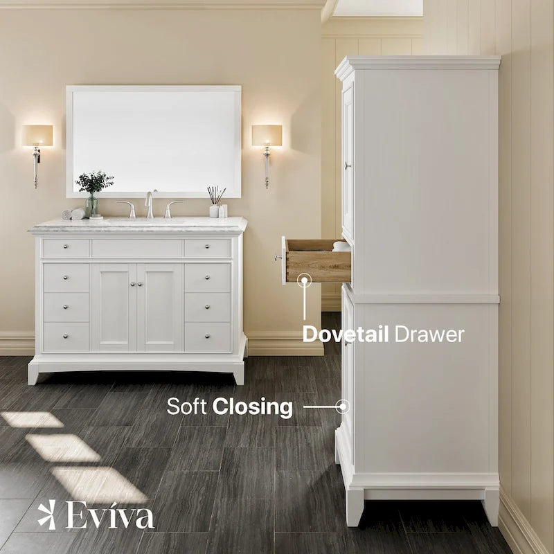 Eviva Elite Stamford 24  White Freestanding Linen Cabinet