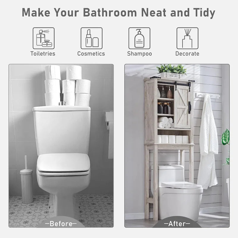 Farmhouse Over The Toilet Storage Cabinet, Cabinet Over Toilet