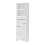 10 in. W x 22 in. D x 68.3 in. H White MDF Linen Cabinet with 3 Drawers and Adjustable Shelves