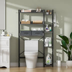 31  W Over the Toilet Storage Shelf with 2 Drawers and 4 Hooks for Restroom and Laundry