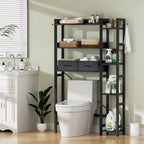 31  W Over the Toilet Storage Shelf with 2 Drawers and 4 Hooks for Restroom and Laundry