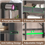 31  W Over the Toilet Storage Shelf with 2 Drawers and 4 Hooks for Restroom and Laundry