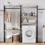 5 Tier Wood Over The Washer and Dryer Storage Shelf with Drying Clothes Racks Laundry Room Shelf Organization and Storage