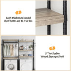 5 Tier Wood Over The Washer and Dryer Storage Shelf with Drying Clothes Racks Laundry Room Shelf Organization and Storage