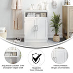 Floor Cabinet Storage Organizer with Magnetic Closure Doors and Shelves