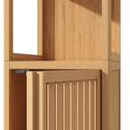 52  Tall Wood 1-door Bathroom Cabinet in Natural with Open Shelf