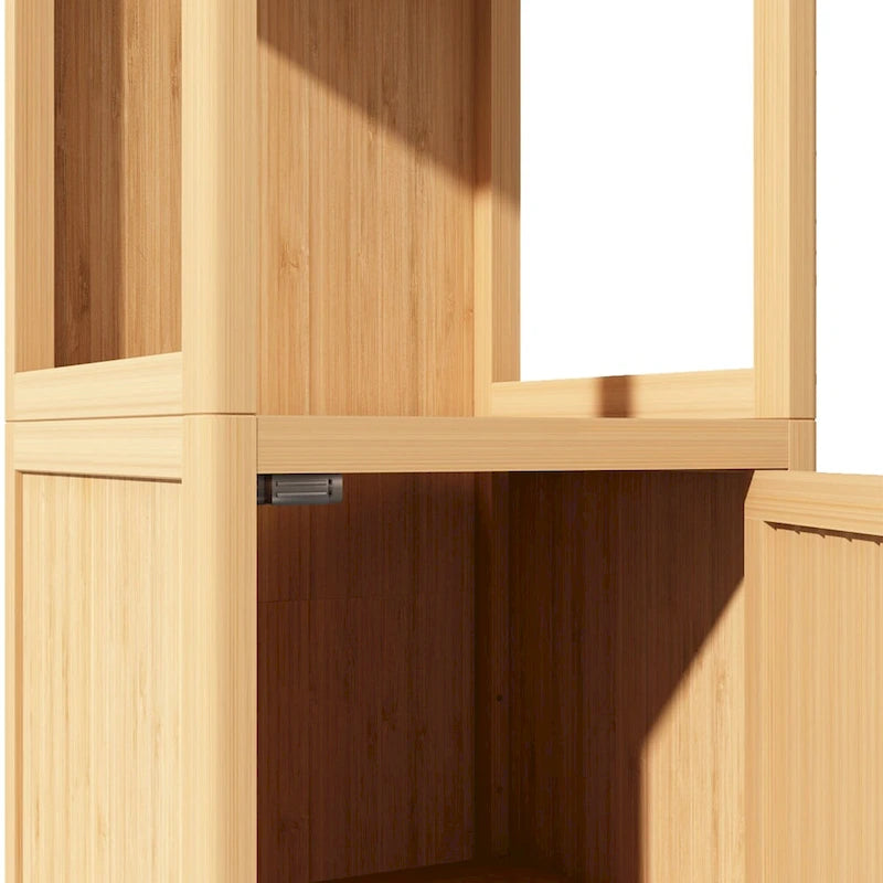 52  Tall Wood 1-door Bathroom Cabinet in Natural with Open Shelf