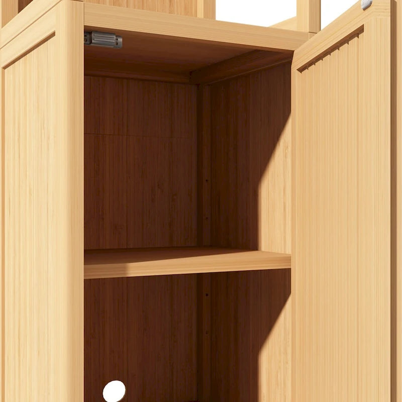 52  Tall Wood 1-door Bathroom Cabinet in Natural with Open Shelf