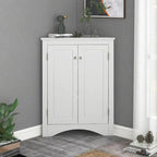 32  Wood 2-door Bathroom Corner Cabinet with Adjustable Shelves