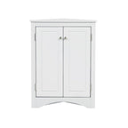 32  Wood 2-door Bathroom Corner Cabinet with Adjustable Shelves