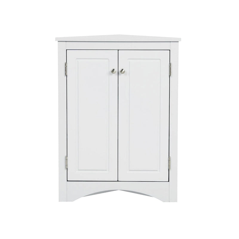 32  Wood 2-door Bathroom Corner Cabinet with Adjustable Shelves
