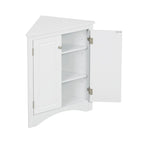 32  Wood 2-door Bathroom Corner Cabinet with Adjustable Shelves