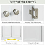 32  Wood 2-door Bathroom Corner Cabinet with Adjustable Shelves