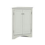 32  Wood 2-door Bathroom Corner Cabinet with Adjustable Shelves