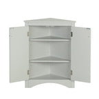 32  Wood 2-door Bathroom Corner Cabinet with Adjustable Shelves