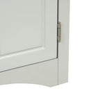 32  Wood 2-door Bathroom Corner Cabinet with Adjustable Shelves