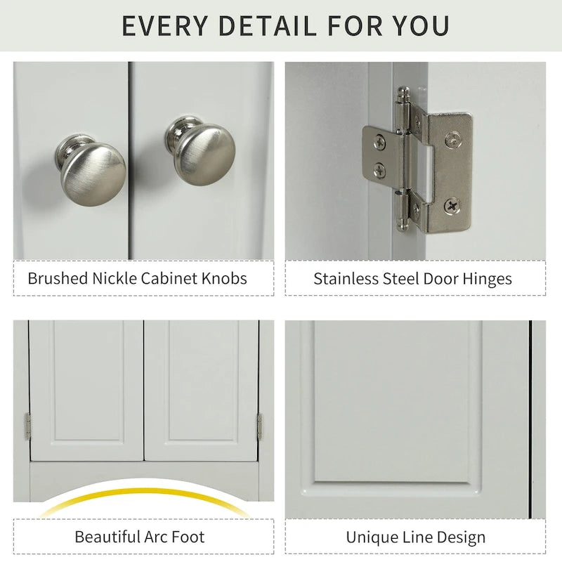 32  Wood 2-door Bathroom Corner Cabinet with Adjustable Shelves