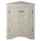 32  Wood 2-door Bathroom Corner Cabinet with Adjustable Shelves