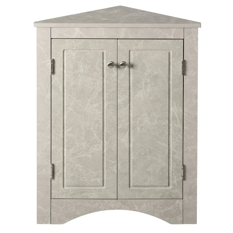 32  Wood 2-door Bathroom Corner Cabinet with Adjustable Shelves