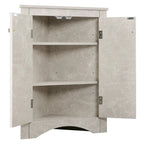 32  Wood 2-door Bathroom Corner Cabinet with Adjustable Shelves