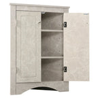 32  Wood 2-door Bathroom Corner Cabinet with Adjustable Shelves
