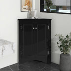 32  Wood 2-door Bathroom Corner Cabinet with Adjustable Shelves