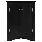 32  Wood 2-door Bathroom Corner Cabinet with Adjustable Shelves
