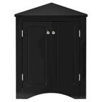 32  Wood 2-door Bathroom Corner Cabinet with Adjustable Shelves
