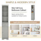 67  Tall Bathroom Organizers and Cabinet, Freestanding Storage Cabinet with Drawer, Door and Adjustable Shelves
