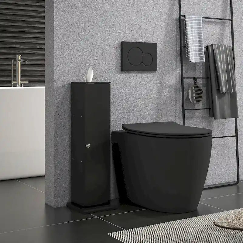 HOMCOM Toilet Paper Cabinet, Small Bathroom Corner Floor Cabinet with Doors and Shelves, Thin Storage Bathroom Organizer