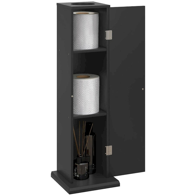HOMCOM Toilet Paper Cabinet, Small Bathroom Corner Floor Cabinet with Doors and Shelves, Thin Storage Bathroom Organizer