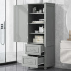 61.4  Tall Bathroom Storage Cabinet, Two Drawers and Adjustable Shelf